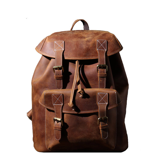 Jeffrey - DuUnisex Vintage Full-Grain Leather Backpack | Jeffreyrable Classic Leather Knapsack