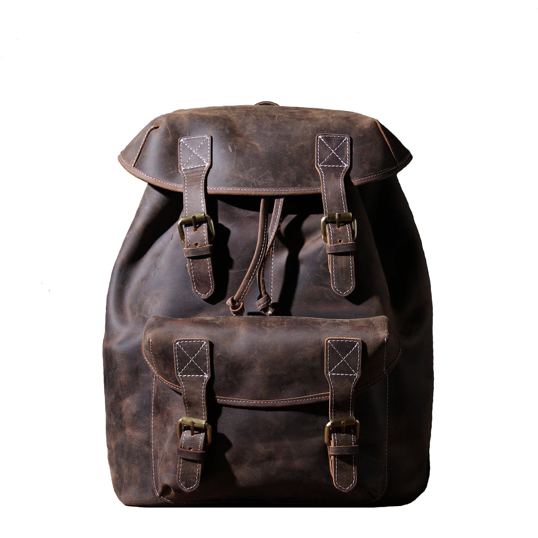 Jeffrey - DuUnisex Vintage Full-Grain Leather Backpack | Jeffreyrable Classic Leather Knapsack