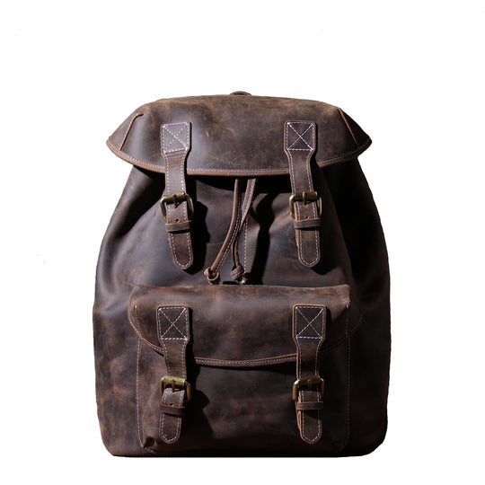 Jeffrey - DuUnisex Vintage Full-Grain Leather Backpack | Jeffreyrable Classic Leather Knapsack