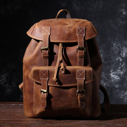 Jeffrey - DuUnisex Vintage Full-Grain Leather Backpack | Jeffreyrable Classic Leather Knapsack