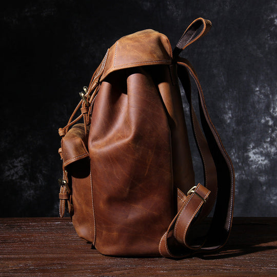 Jeffrey - DuUnisex Vintage Full-Grain Leather Backpack | Jeffreyrable Classic Leather Knapsack