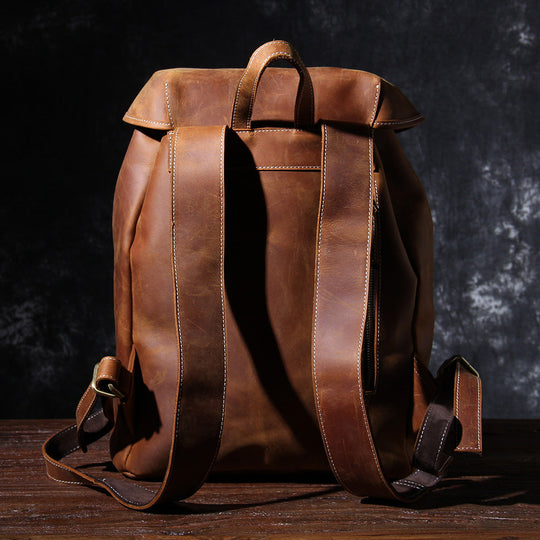 Jeffrey - DuUnisex Vintage Full-Grain Leather Backpack | Jeffreyrable Classic Leather Knapsack
