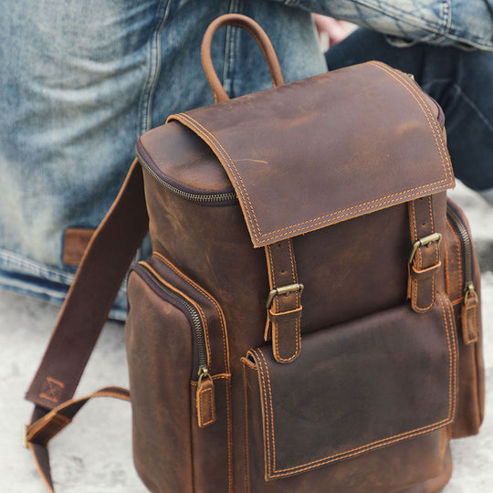 Men’s Full-Grain Leather Laptop Backpack | Charles