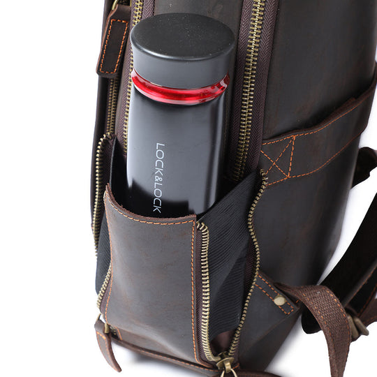 Men’s Full-Grain Leather Dual-Compartment Laptop Backpack | Andrew