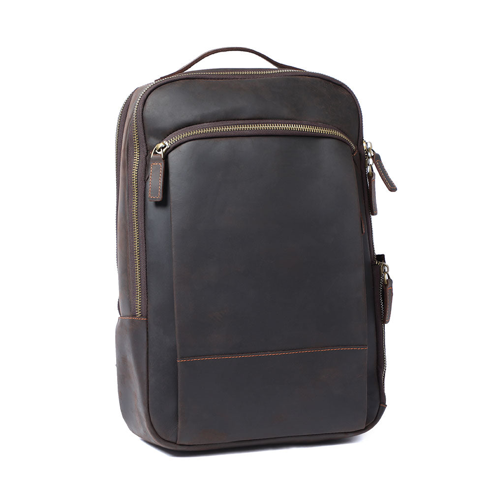 Men’s Full-Grain Leather Dual-Compartment Laptop Backpack | Andrew
