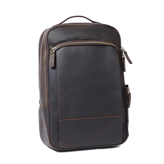 Men’s Full-Grain Leather Dual-Compartment Laptop Backpack | Andrew