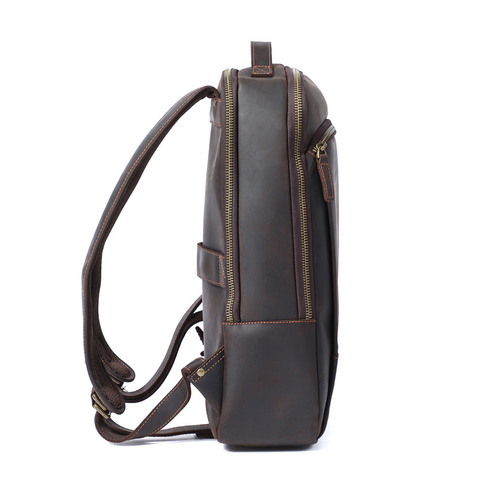 Men’s Full-Grain Leather Dual-Compartment Laptop Backpack | Andrew