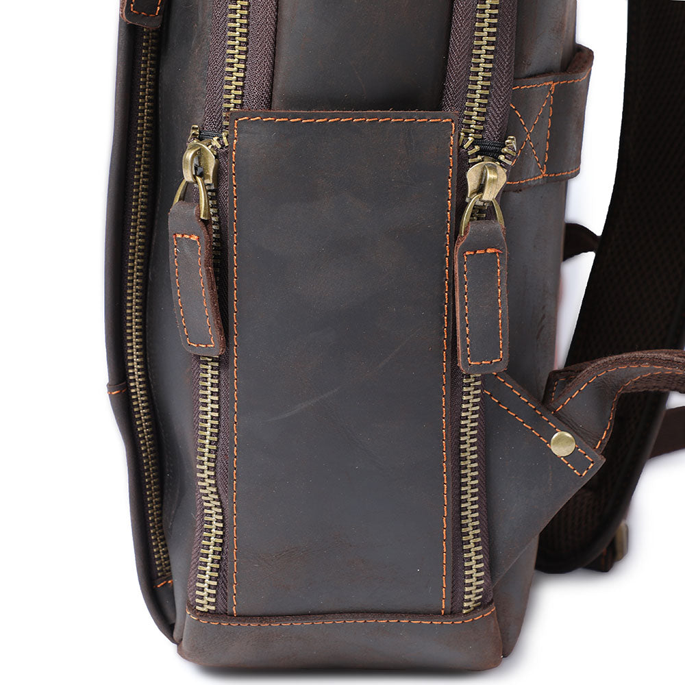 Men’s Full-Grain Leather Dual-Compartment Laptop Backpack | Andrew