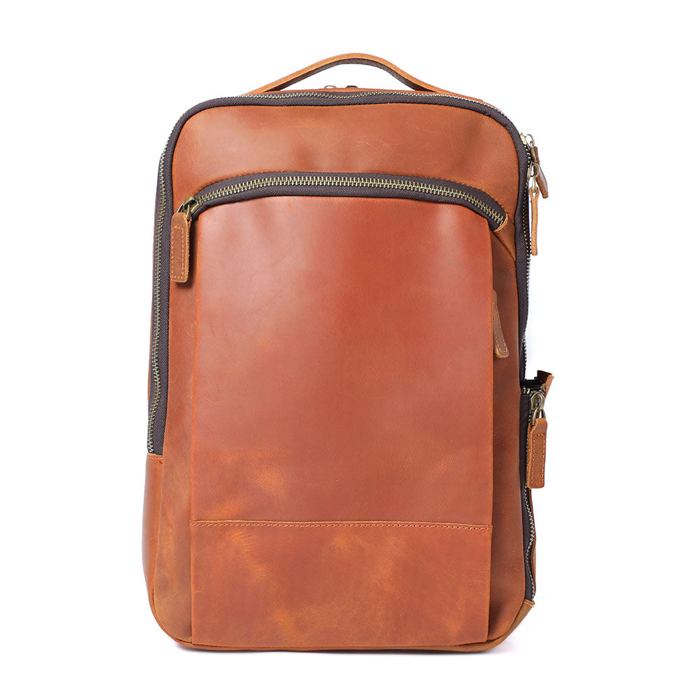 Men’s Full-Grain Leather Dual-Compartment Laptop Backpack | Andrew