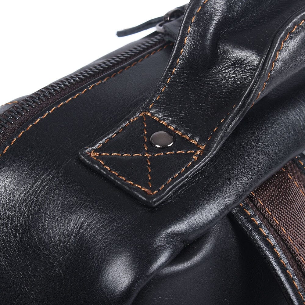 Men’s Slim Black Leather 15.6" Laptop Backpack | Matthew