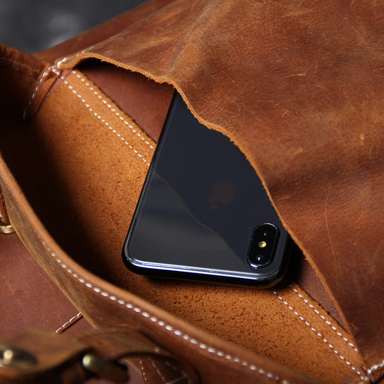 Jeffrey - DuUnisex Vintage Full-Grain Leather Backpack | Jeffreyrable Classic Leather Knapsack