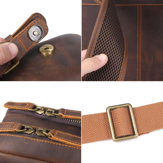 Men’s Retro Full-Grain Leather Travel Backpack | Robert