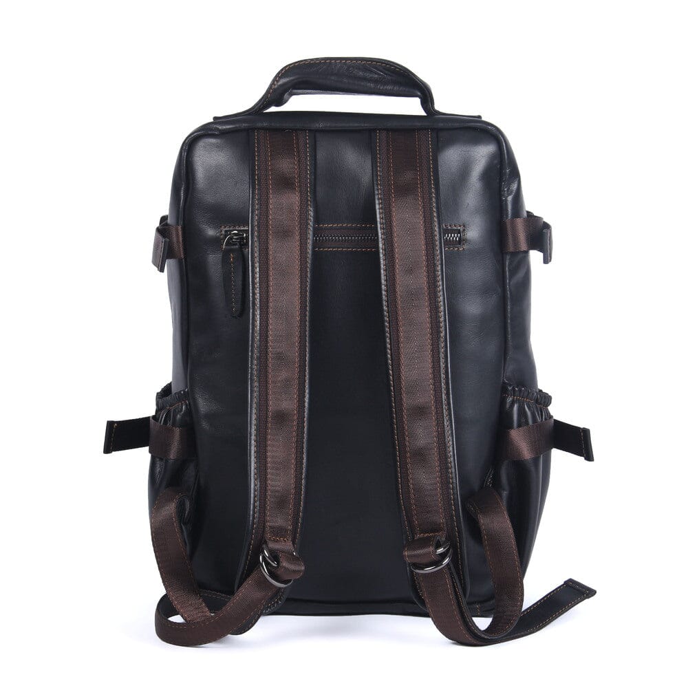 Men’s Slim Black Leather 15.6" Laptop Backpack | Matthew