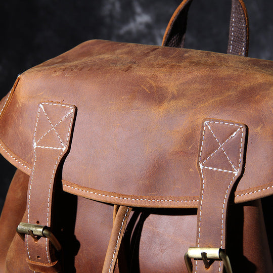 Jeffrey - DuUnisex Vintage Full-Grain Leather Backpack | Jeffreyrable Classic Leather Knapsack