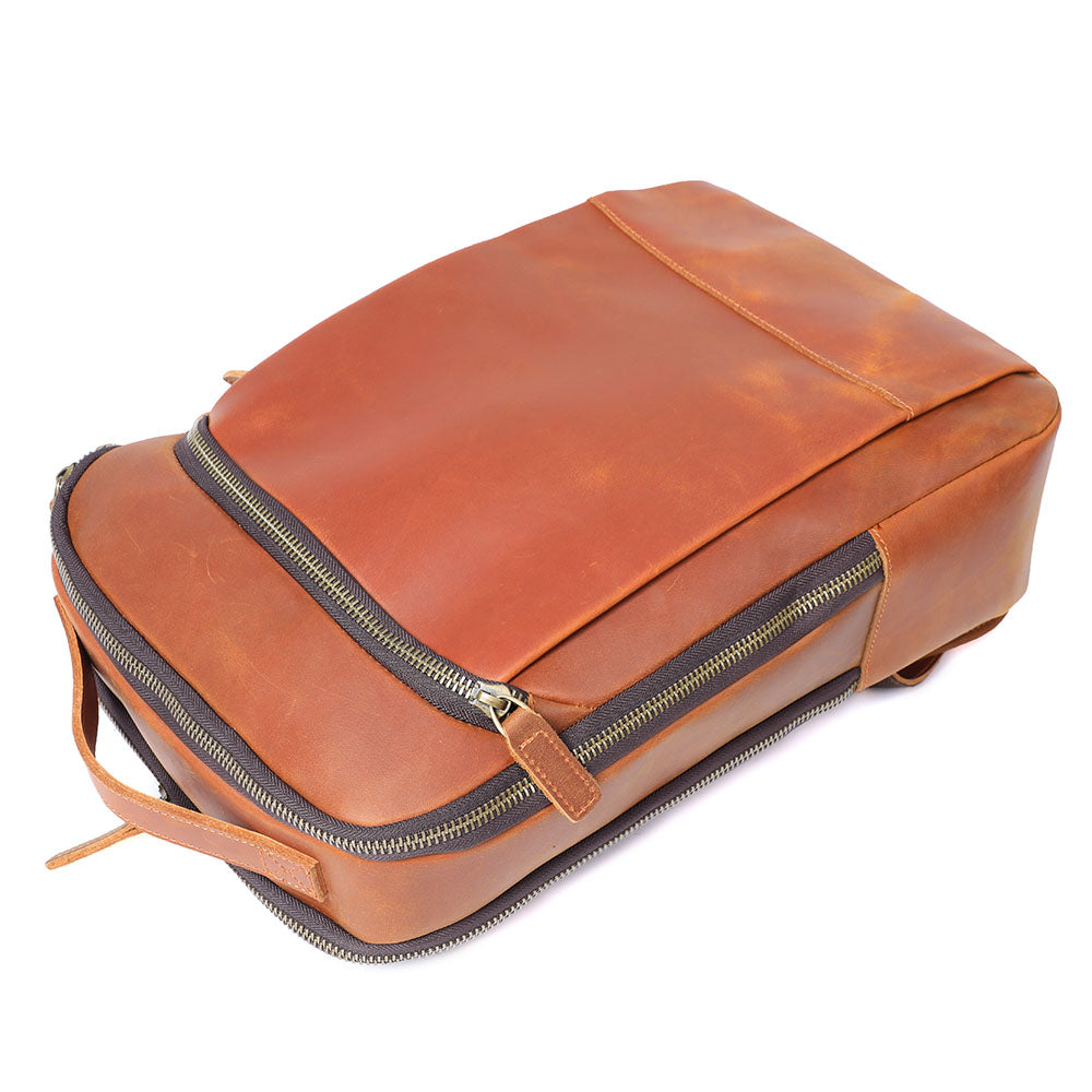 Men’s Full-Grain Leather Dual-Compartment Laptop Backpack | Andrew