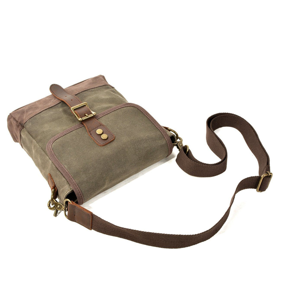Unisex Small Waxed Canvas Leather Sling Bag | William
