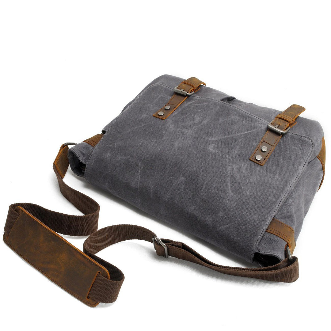 Men’s Waxed Canvas Leather Shoulder Messenger Bag | Joshua