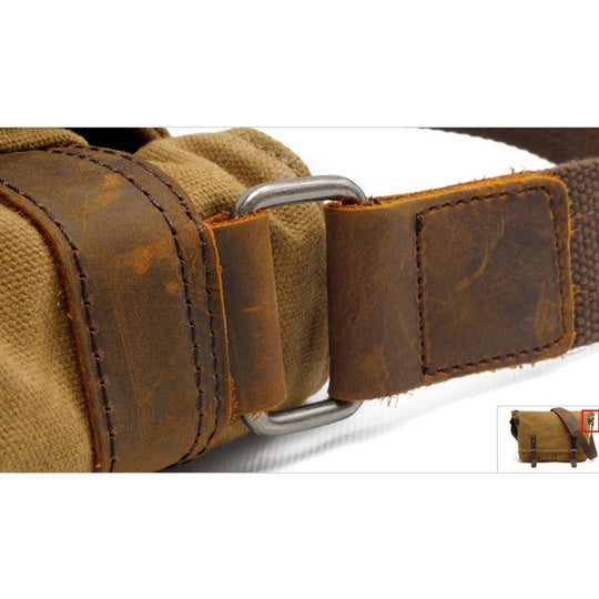 Men’s Waxed Canvas Leather Shoulder Messenger Bag | Joshua