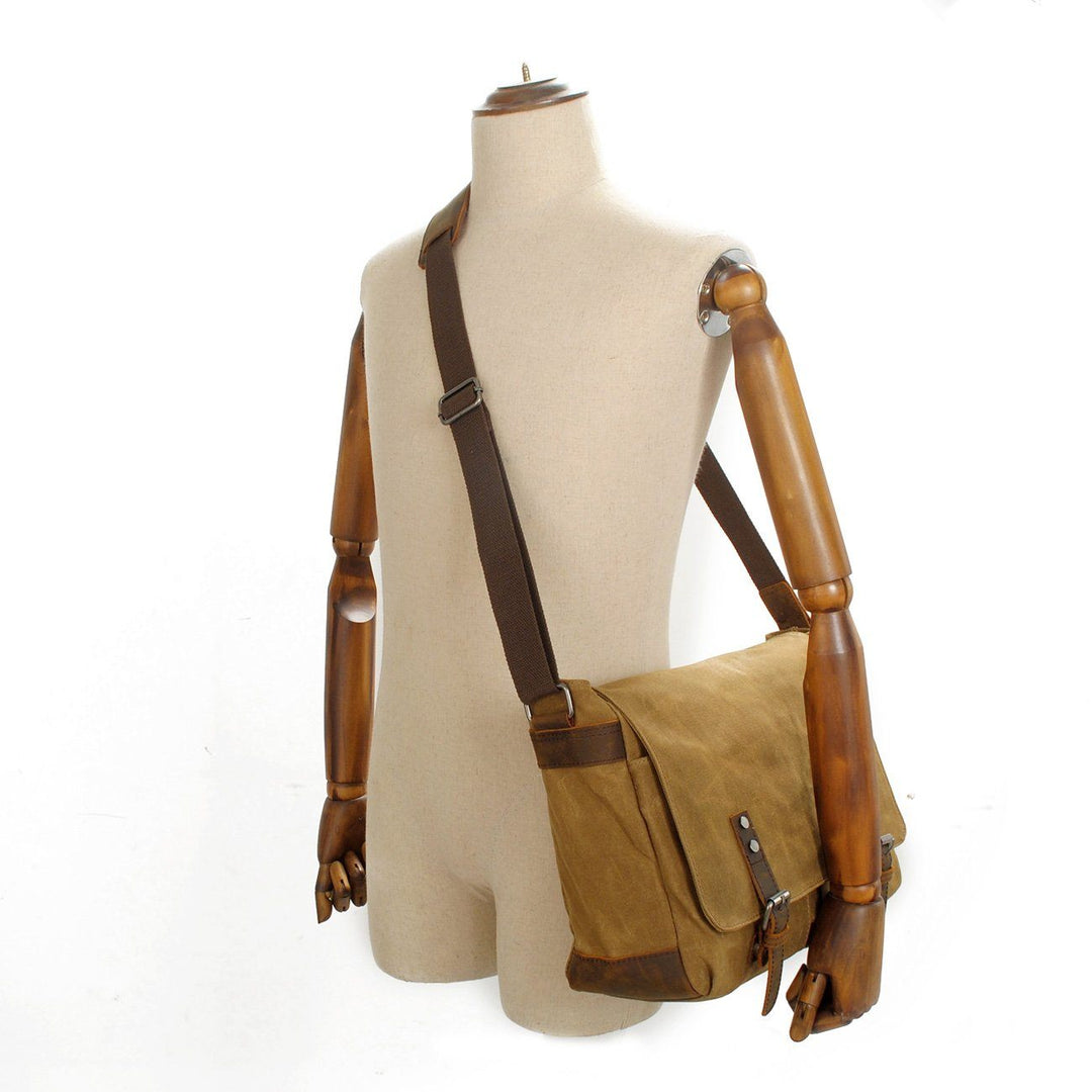 Men’s Waxed Canvas Leather Shoulder Messenger Bag | Joshua