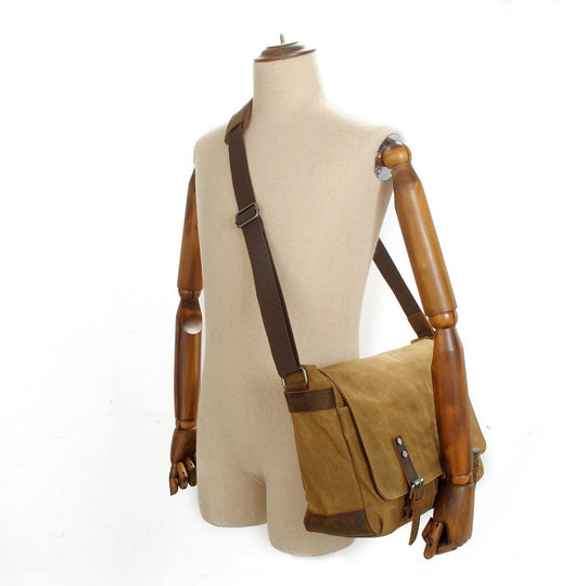 Men’s Waxed Canvas Leather Shoulder Messenger Bag | Joshua