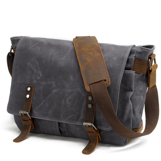 Men’s Waxed Canvas Leather Shoulder Messenger Bag | Joshua
