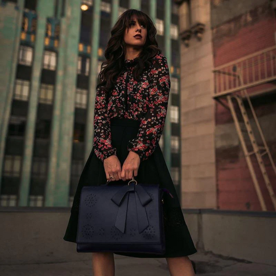 Women’s Brown Leather Bow-Tie Satchel Bag – Elegant Laser-Cut Top Handle & Shoulder Handbag