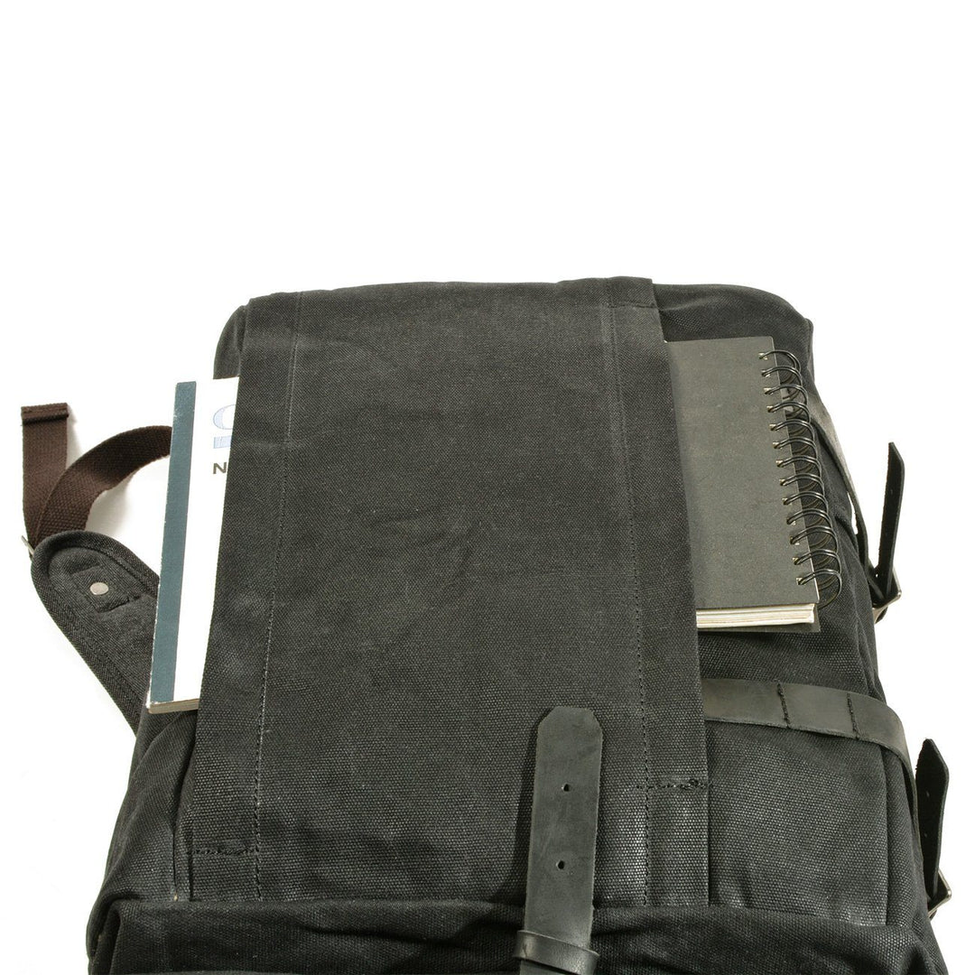 Unisex Large Waterproof Waxed Canvas Anti-Theft Roll-Top Backpack 20L | Peter