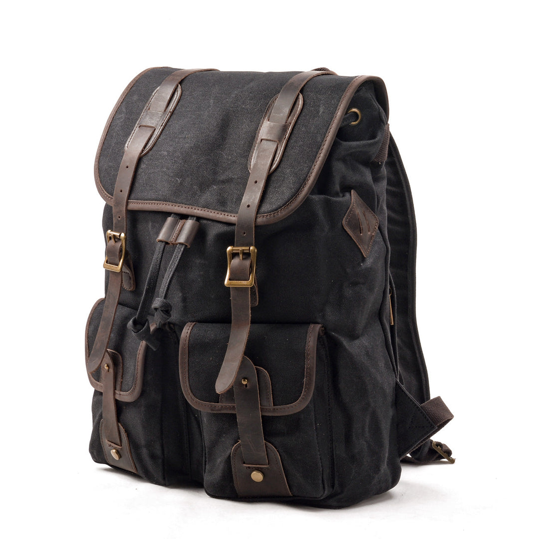 Unisex Heavy-Duty Waxed Canvas Leather Travel Backpack 15.6" | Marcus