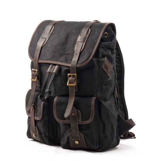 Unisex Heavy-Duty Waxed Canvas Leather Travel Backpack 15.6" | Marcus