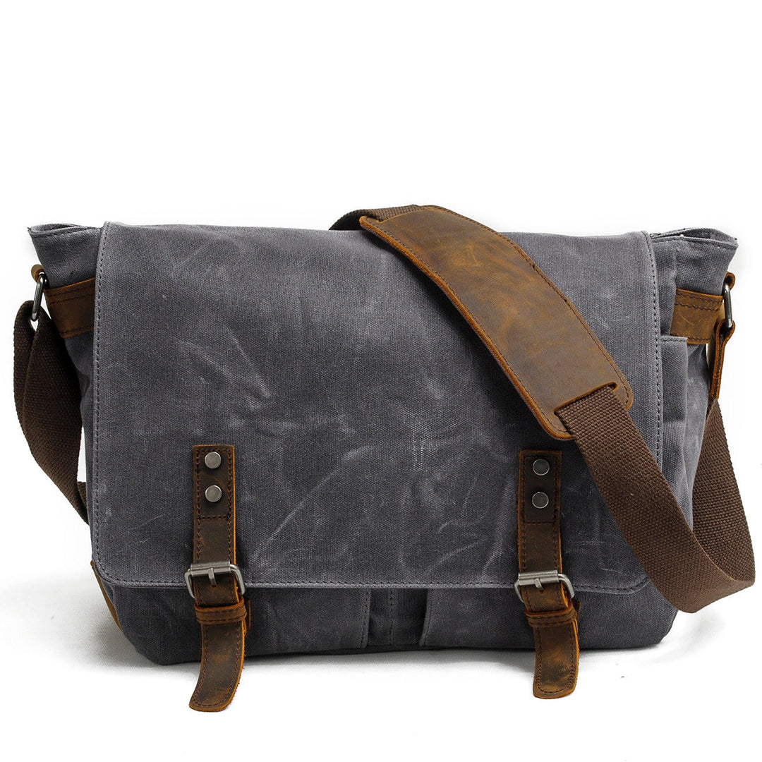 Men’s Waxed Canvas Leather Shoulder Messenger Bag | Joshua