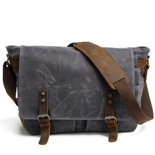 Men’s Waxed Canvas Leather Shoulder Messenger Bag | Joshua