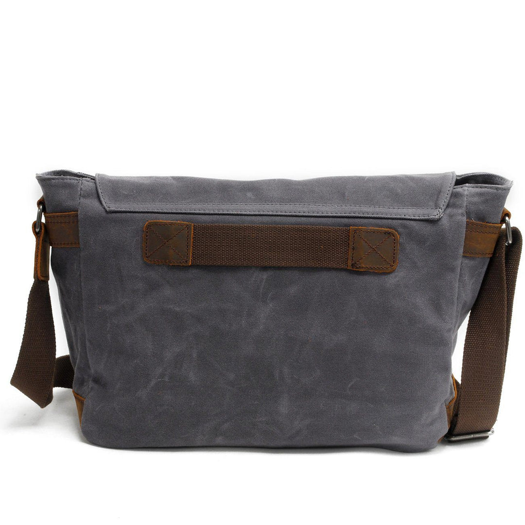 Men’s Waxed Canvas Leather Shoulder Messenger Bag | Joshua