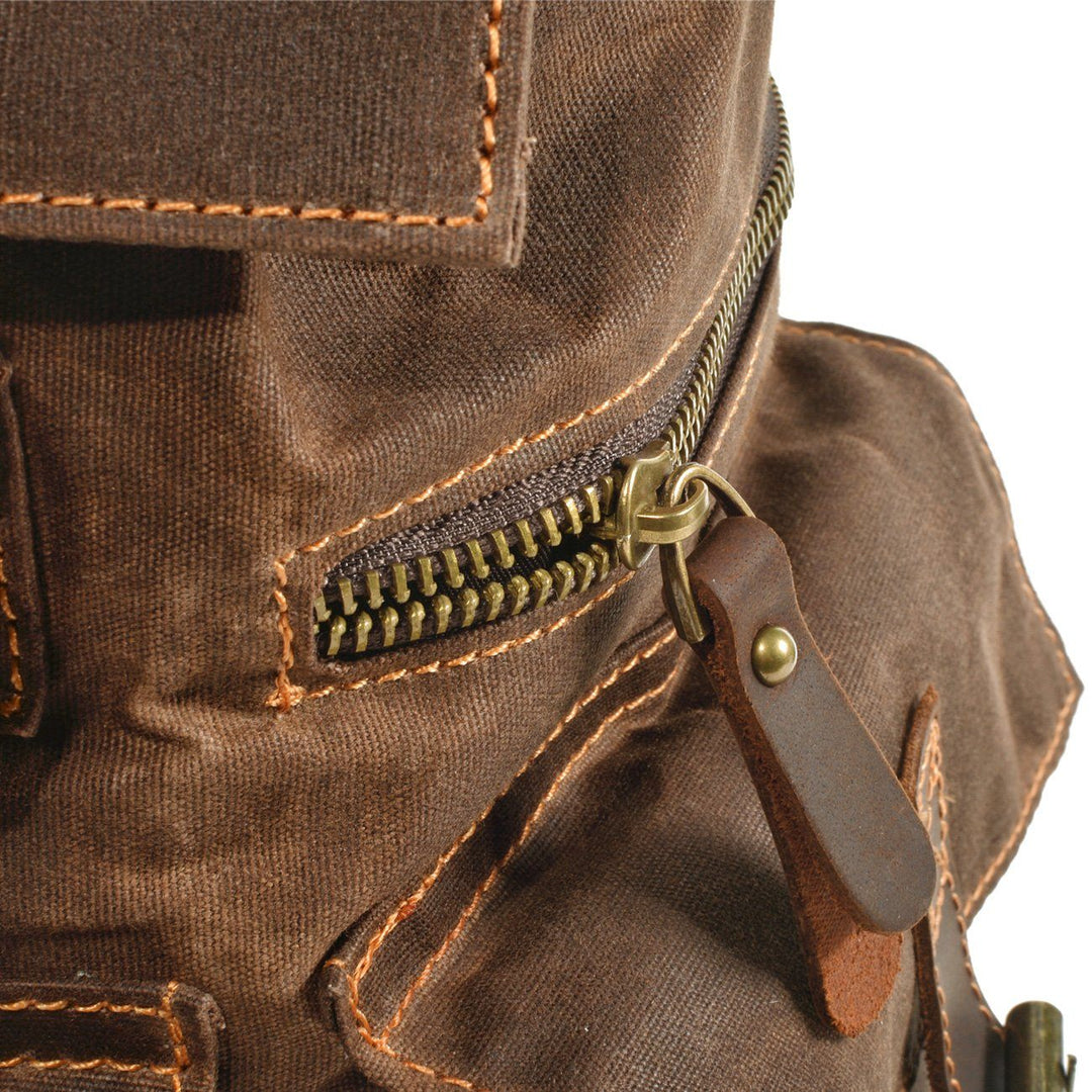 Unisex Waterproof Waxed Canvas Leather Hiking Backpack | Brian
