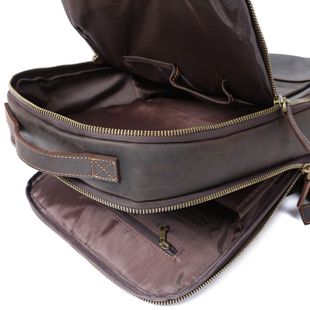 Men’s Full-Grain Leather Dual-Compartment Laptop Backpack | Andrew