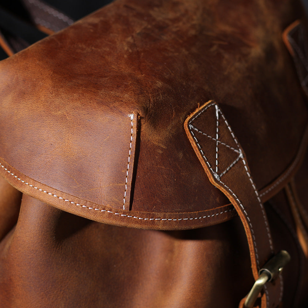 Jeffrey - DuUnisex Vintage Full-Grain Leather Backpack | Jeffreyrable Classic Leather Knapsack