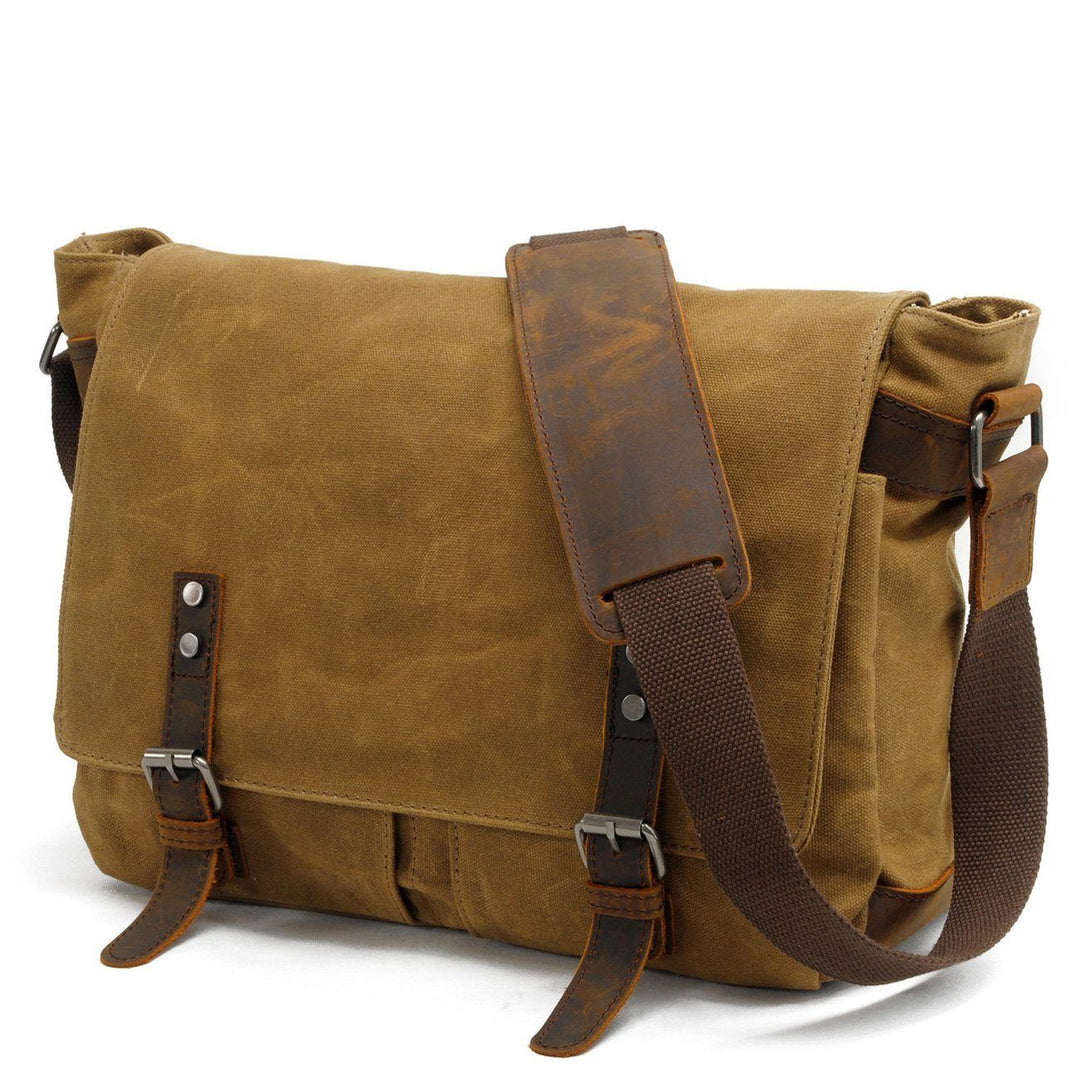Men’s Waxed Canvas Leather Shoulder Messenger Bag | Joshua