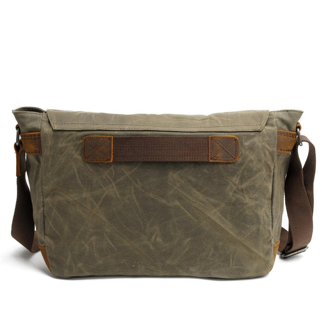 Men’s Waxed Canvas Leather Shoulder Messenger Bag | Joshua