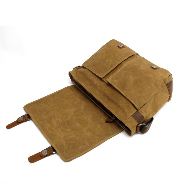 Men’s Waxed Canvas Leather Shoulder Messenger Bag | Joshua