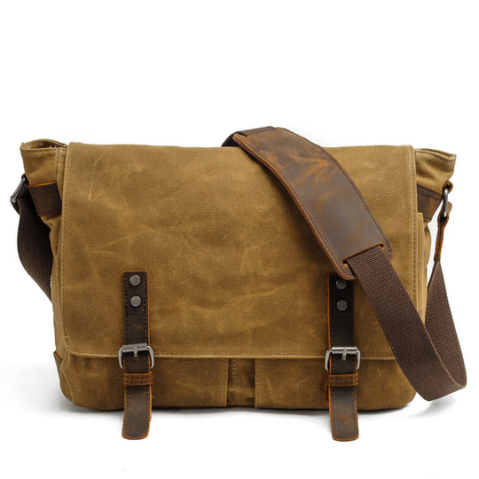 Men’s Waxed Canvas Leather Shoulder Messenger Bag | Joshua