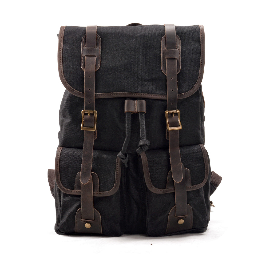 Unisex Heavy-Duty Waxed Canvas Leather Travel Backpack 15.6" | Marcus