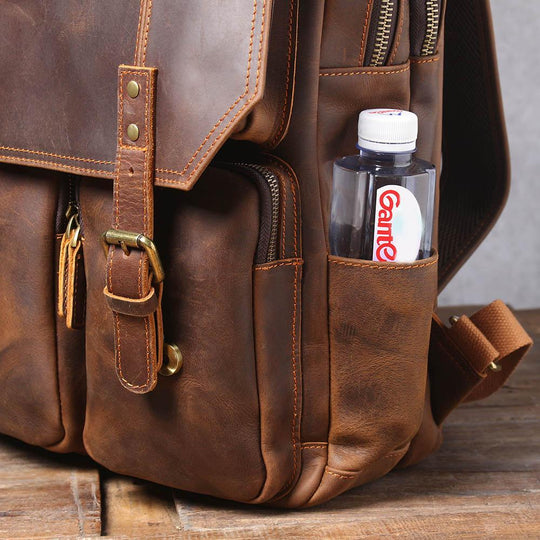 Men’s Retro Full-Grain Leather Travel Backpack | Robert