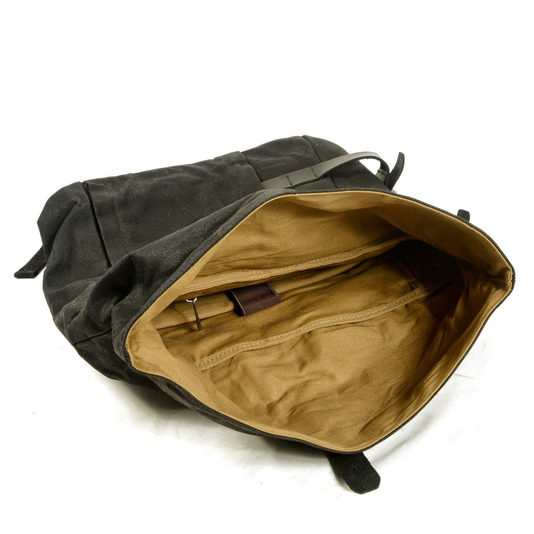 Unisex Large Waterproof Waxed Canvas Anti-Theft Roll-Top Backpack 20L | Peter
