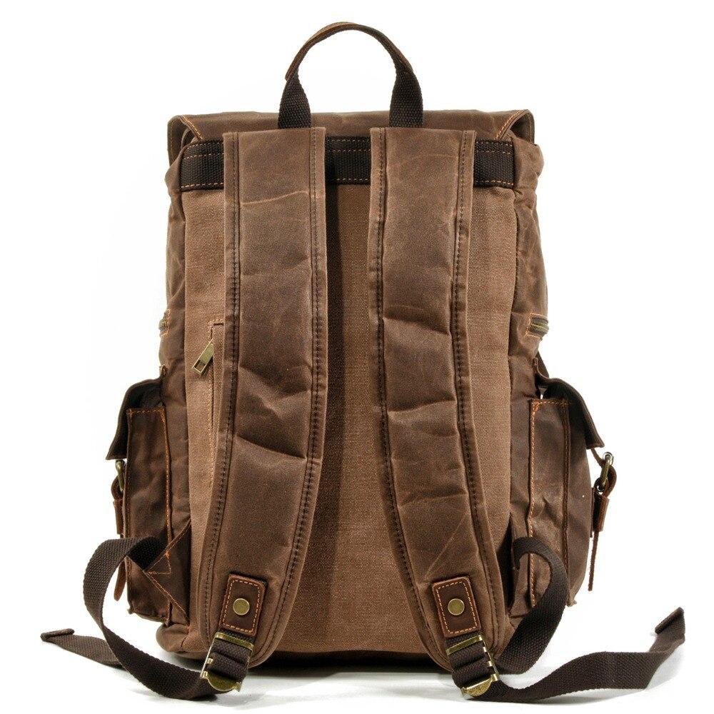 Unisex Waterproof Waxed Canvas Leather Hiking Backpack | Brian