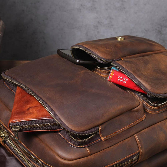 Men’s Retro Full-Grain Leather Travel Backpack | Robert