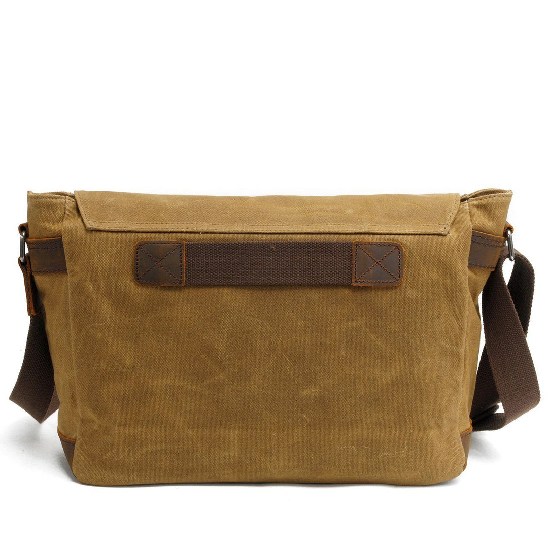 Men’s Waxed Canvas Leather Shoulder Messenger Bag | Joshua