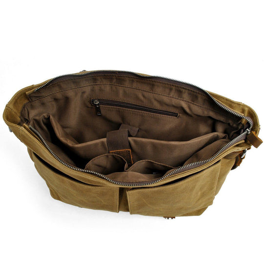 Men’s Waxed Canvas Leather Shoulder Messenger Bag | Joshua