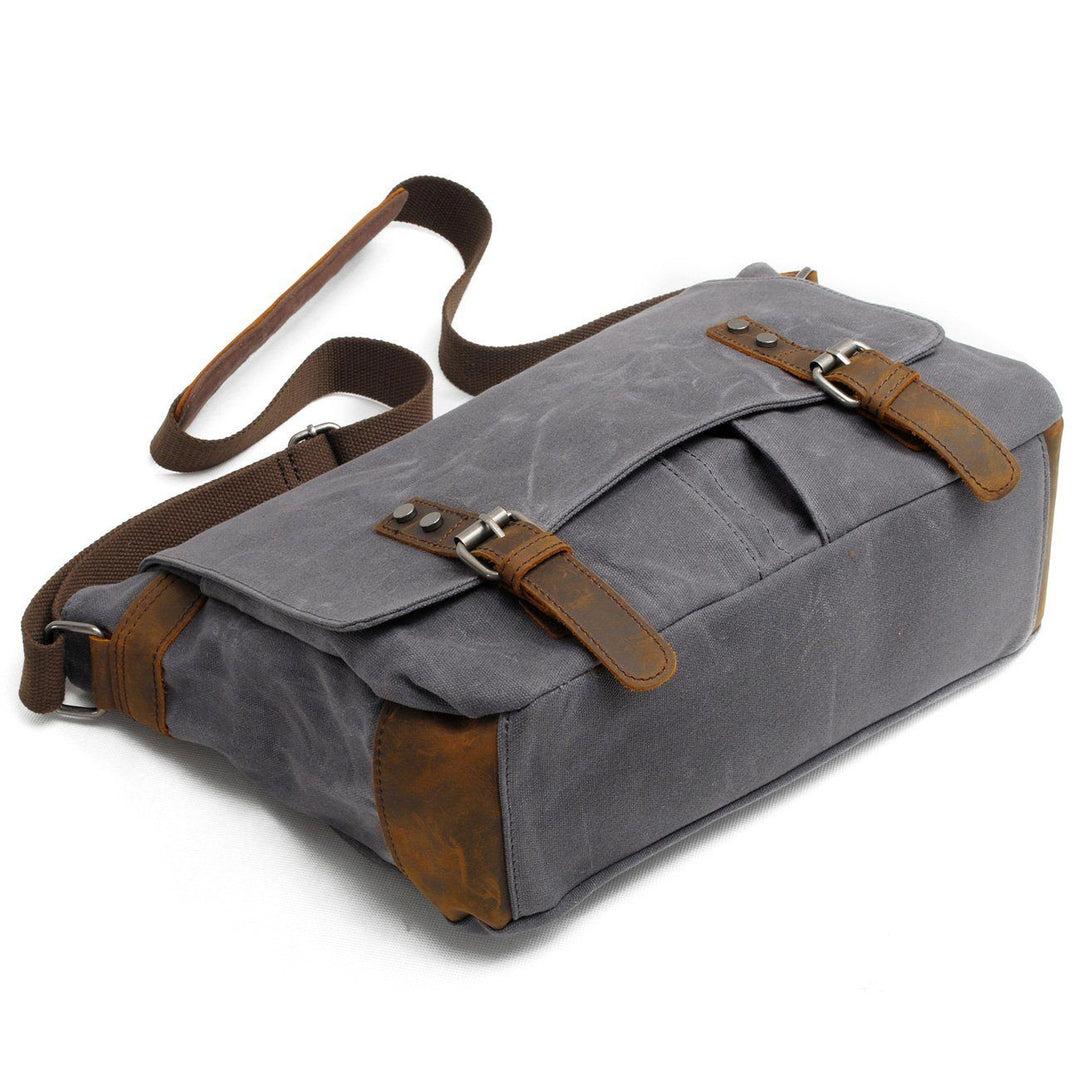Men’s Waxed Canvas Leather Shoulder Messenger Bag | Joshua