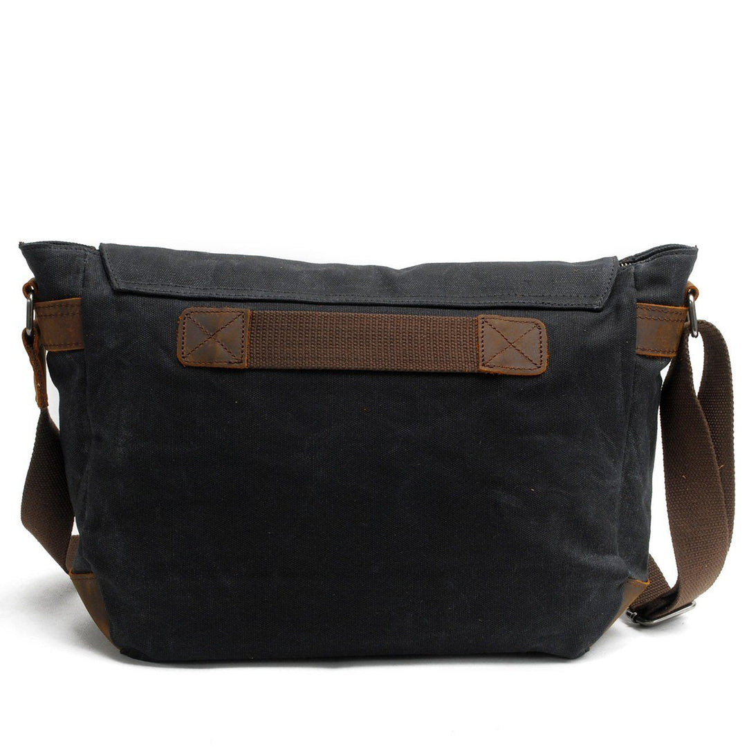 Men’s Waxed Canvas Leather Shoulder Messenger Bag | Joshua