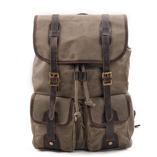 Unisex Heavy-Duty Waxed Canvas Leather Travel Backpack 15.6" | Marcus