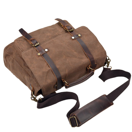 Men’s Vintage Waxed Canvas Leather Messenger Bag | Ryan